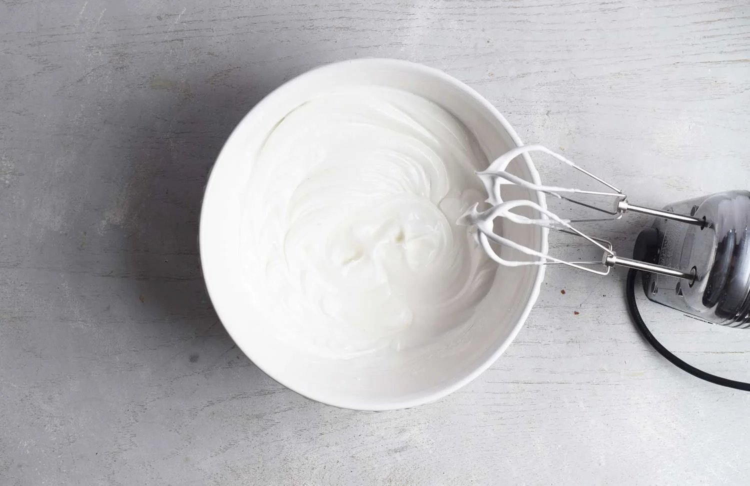 Egg whites beaten to stiff peaks