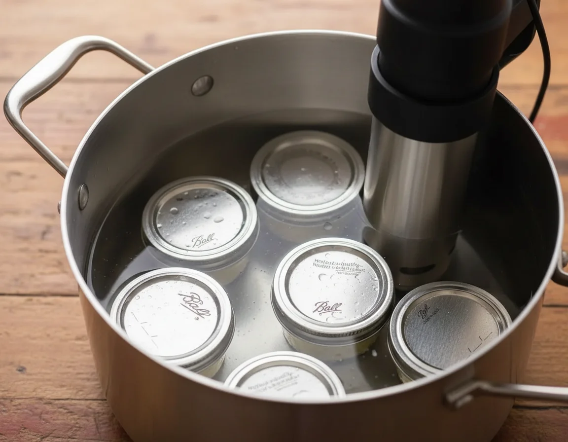 jars in sous vide bath