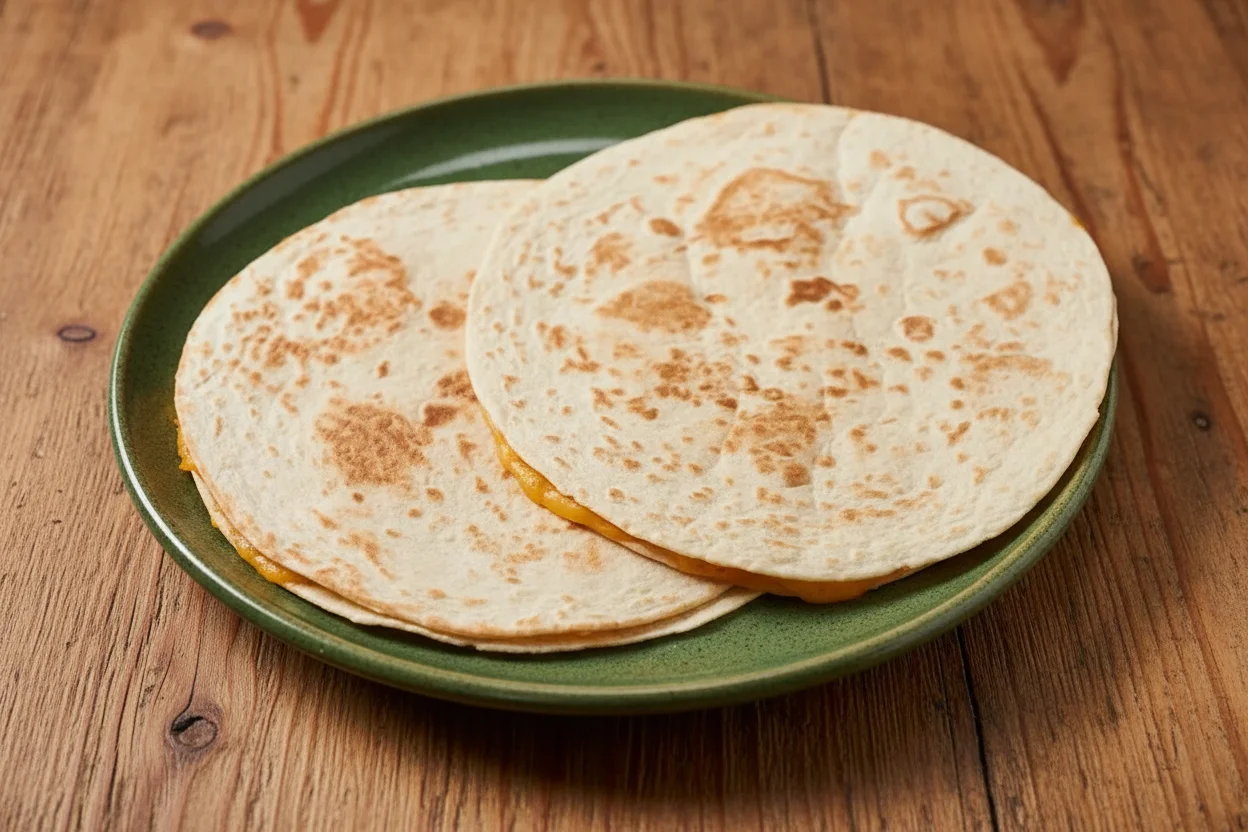 A plate with two cheese quesadillas