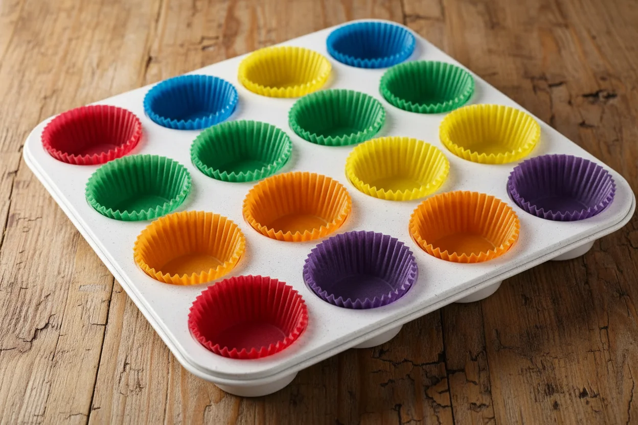 Muffin pan lined with muffin liners