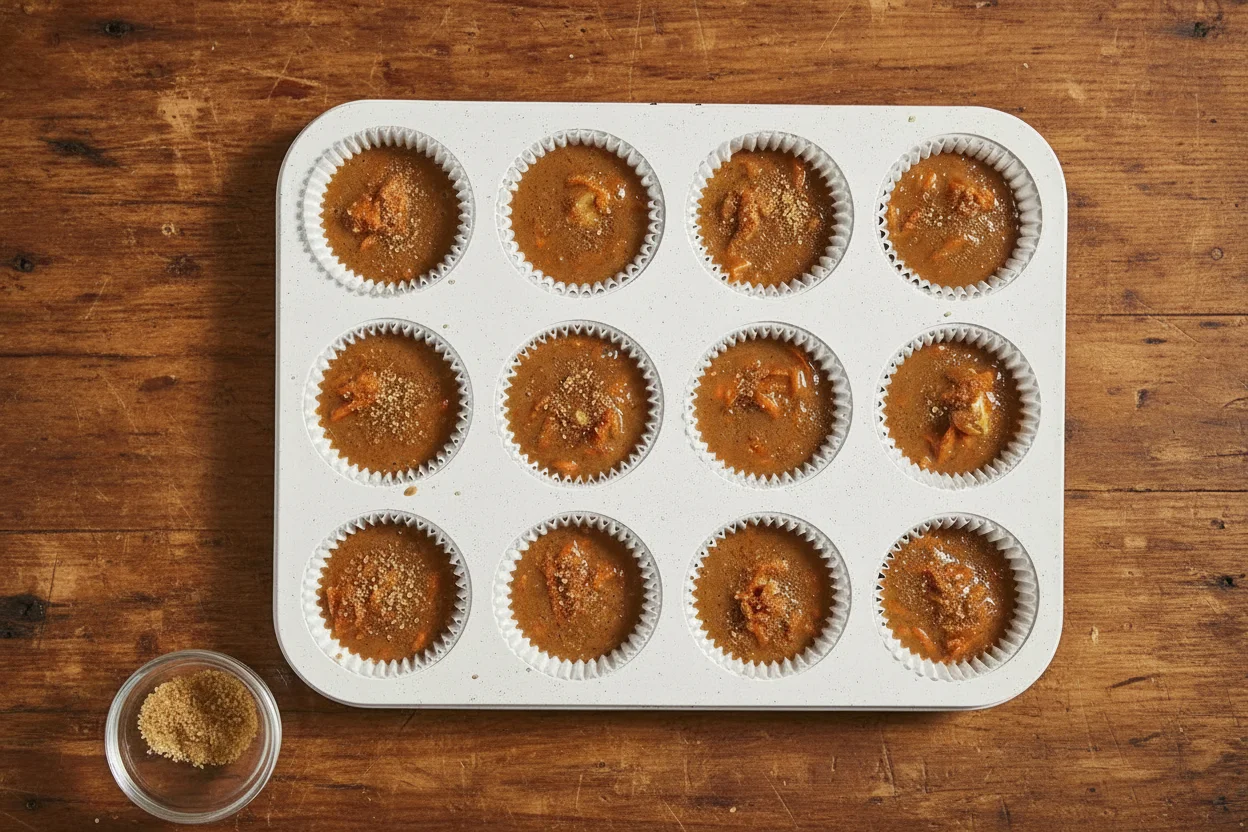 Muffin cups filled with more batter