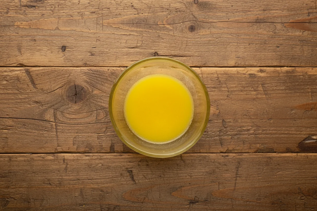 Melted butter in a bowl
