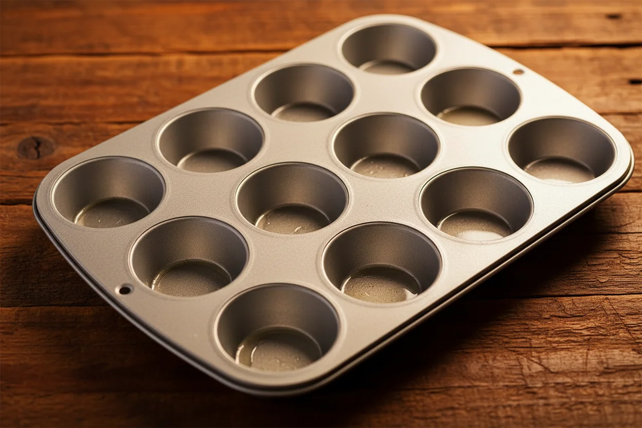 Muffin tin greased with nonstick spray