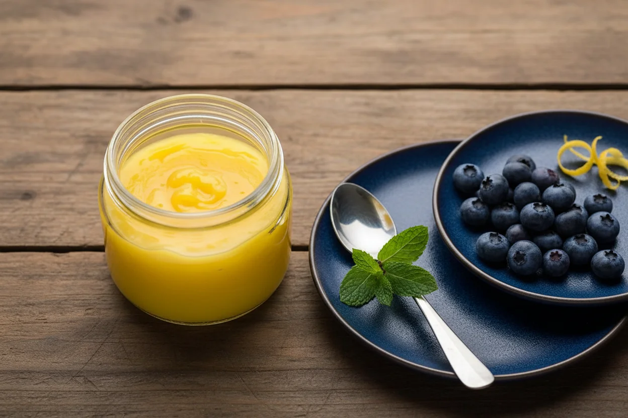 Chilled lemon curd ready to serve