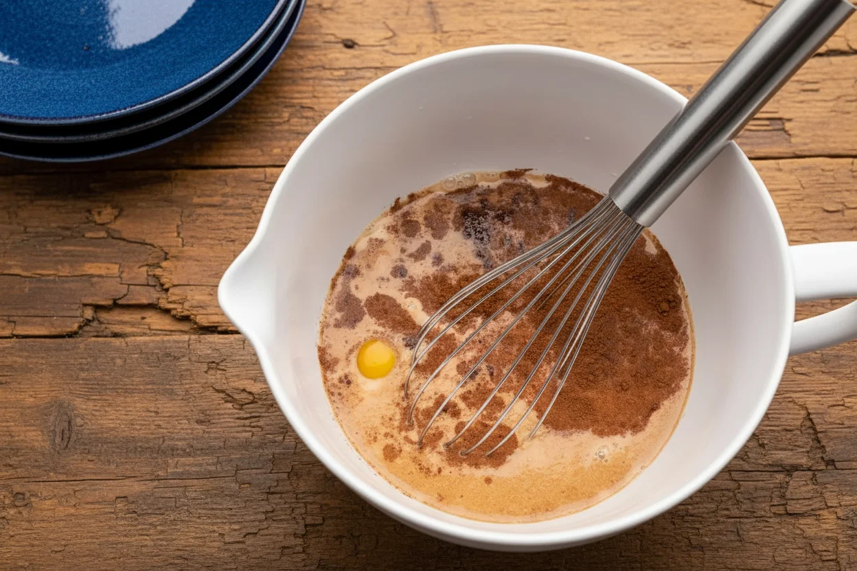 Milk, eggs, brown sugar, vanilla extract, cinnamon, and salt for crock pot French toast