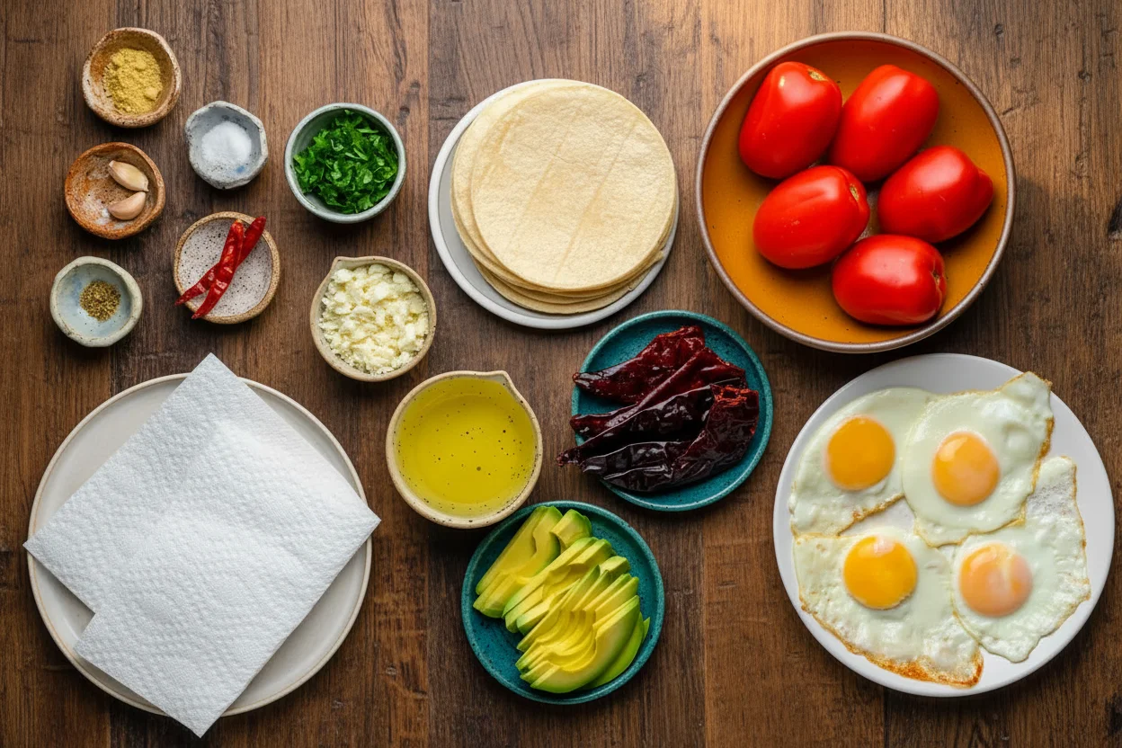 Ingredients to make chilaquiles