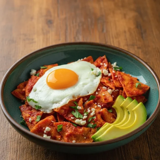 Chilaquiles Rojas With Fried Eggs