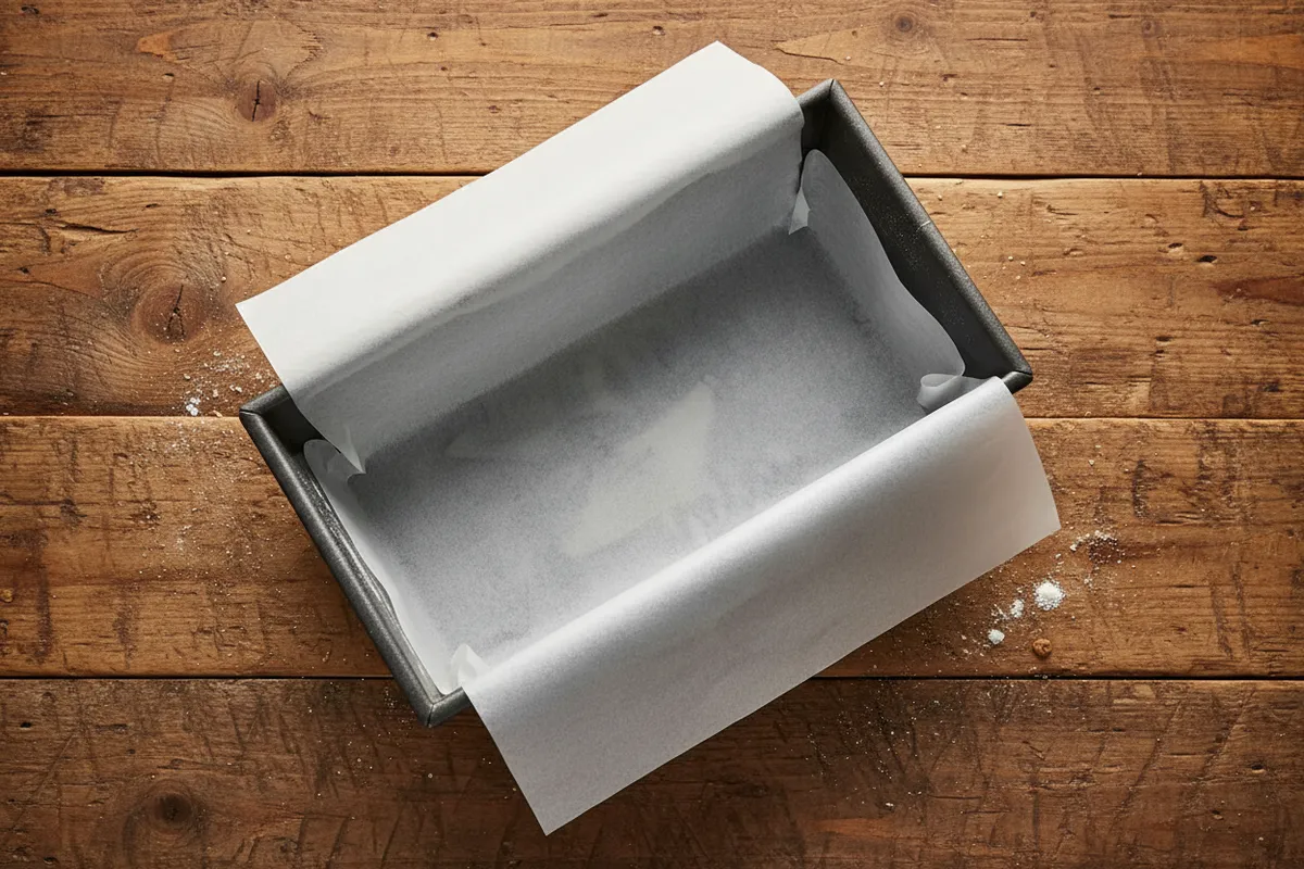 loaf pan lined with parchment paper